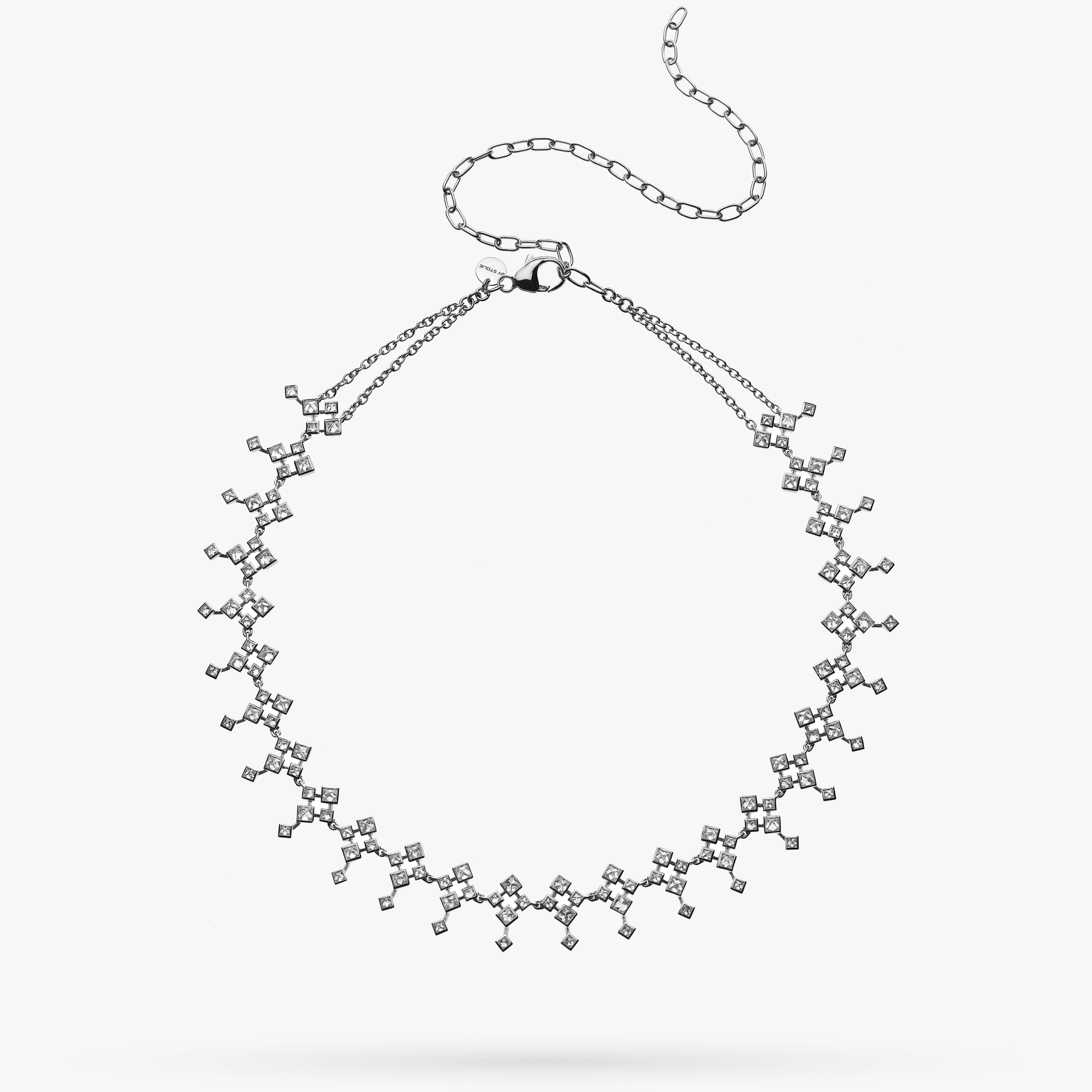 Rhombus White Gold Diamond Choker