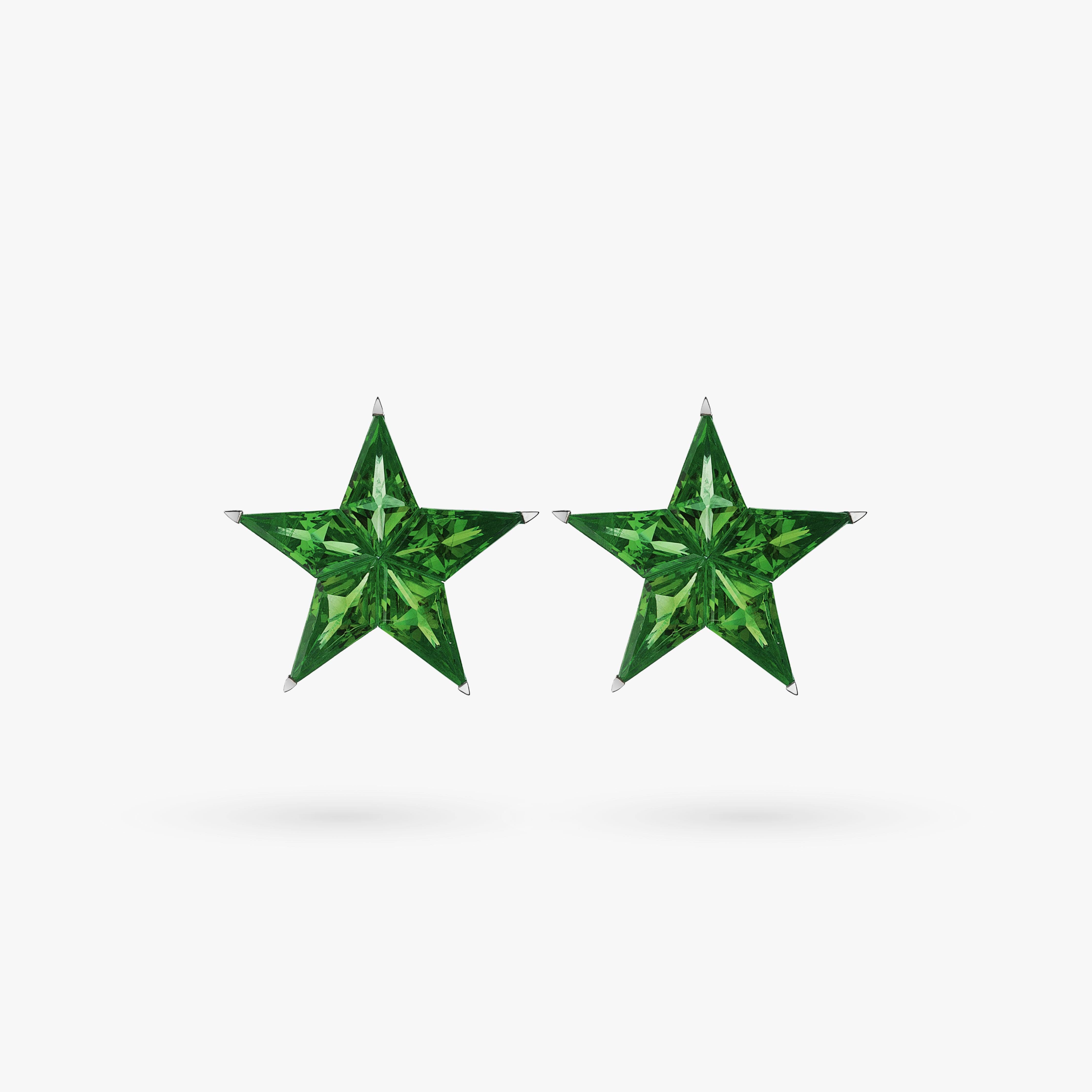 White Gold Star Earrings