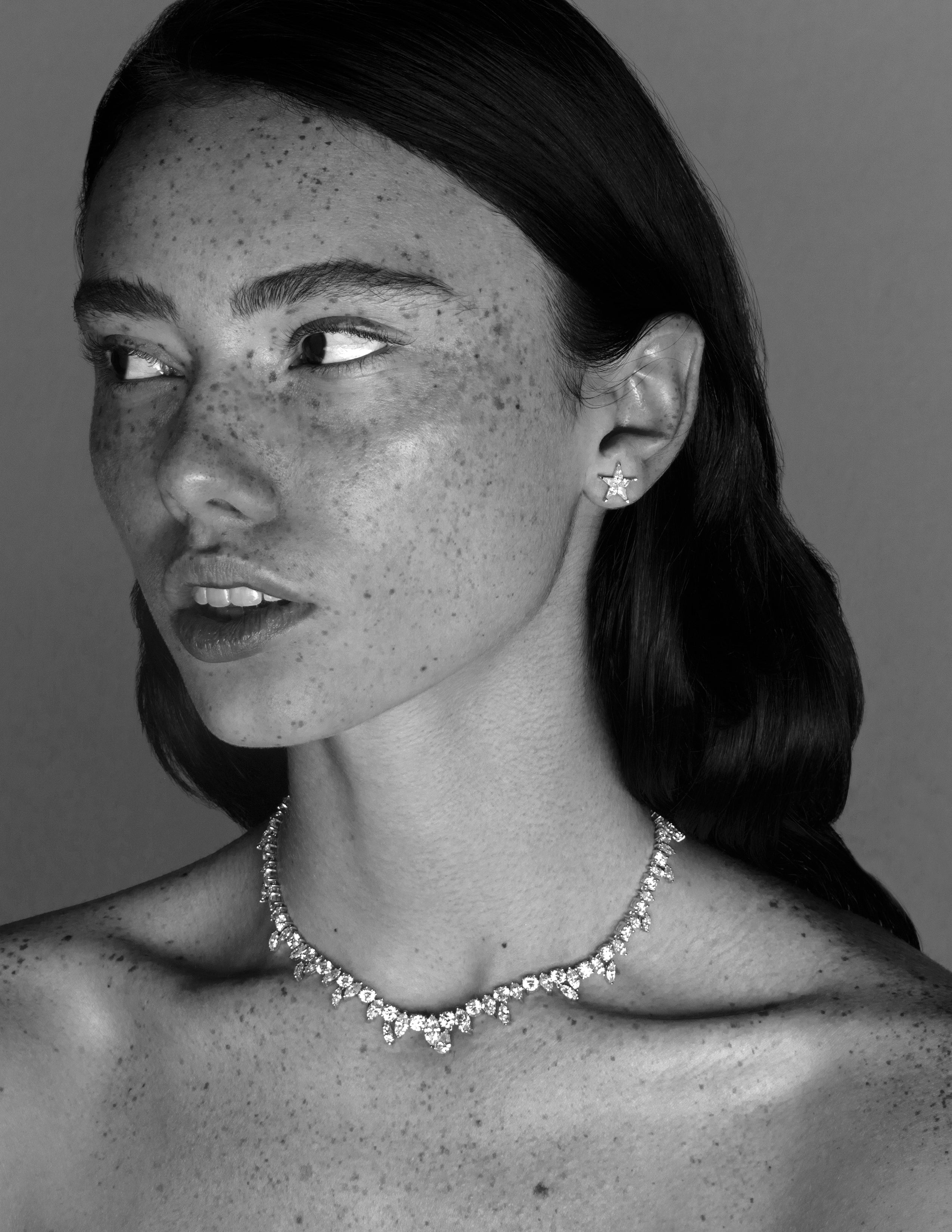 White Gold Diamond Star Earrings