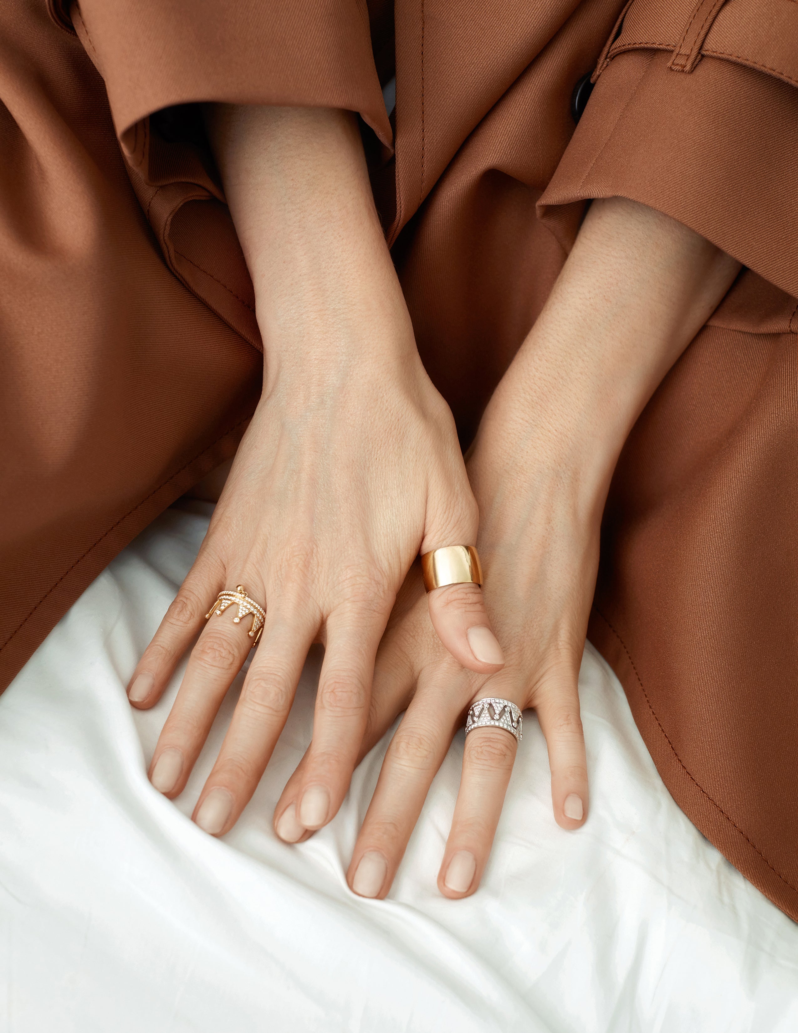 White Gold Crown Diamond Ring