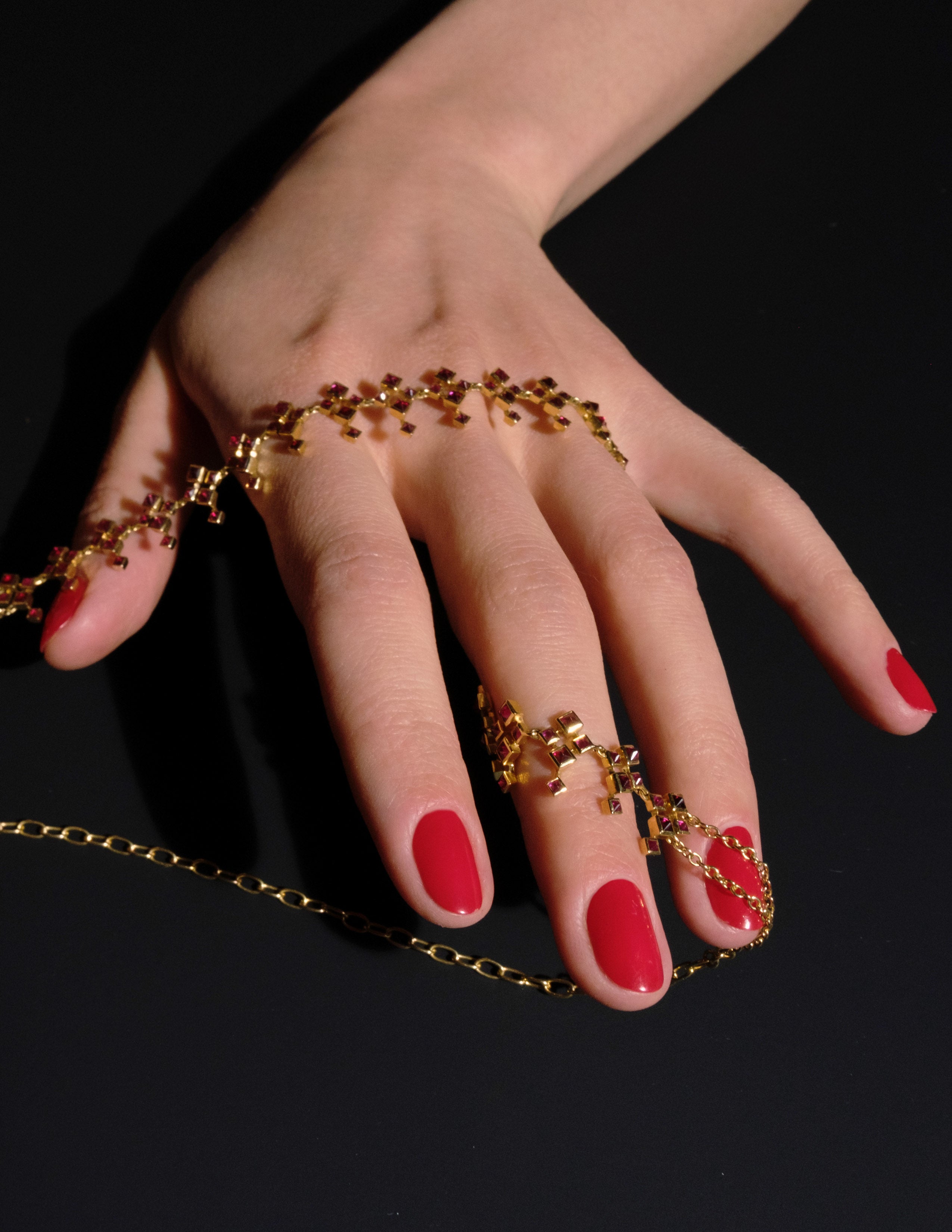 Rhombus Gold Red Ruby Choker