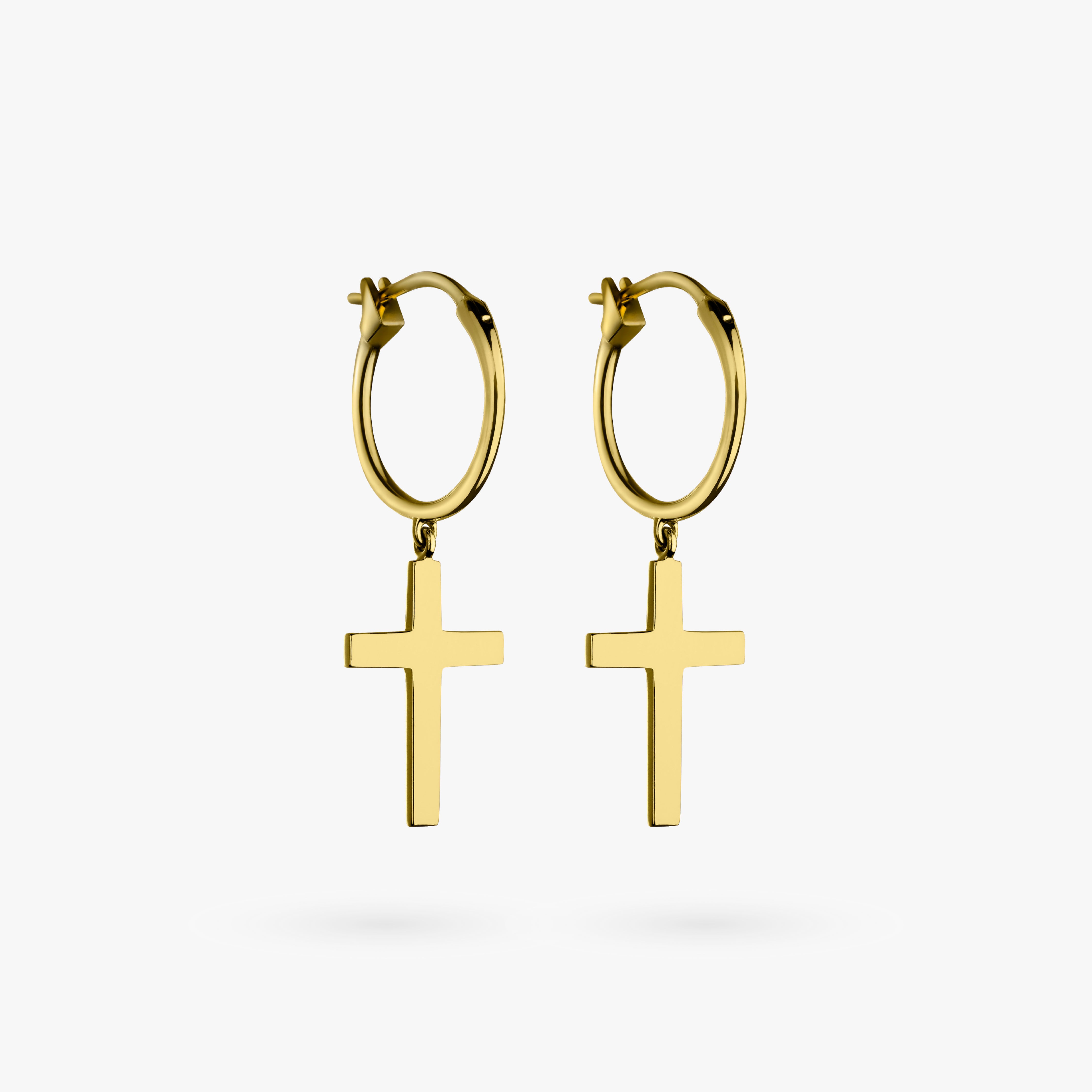 Dangling Gold Cross Earrings