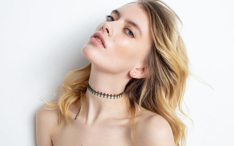 Rhombus White Gold Tsavorite Choker